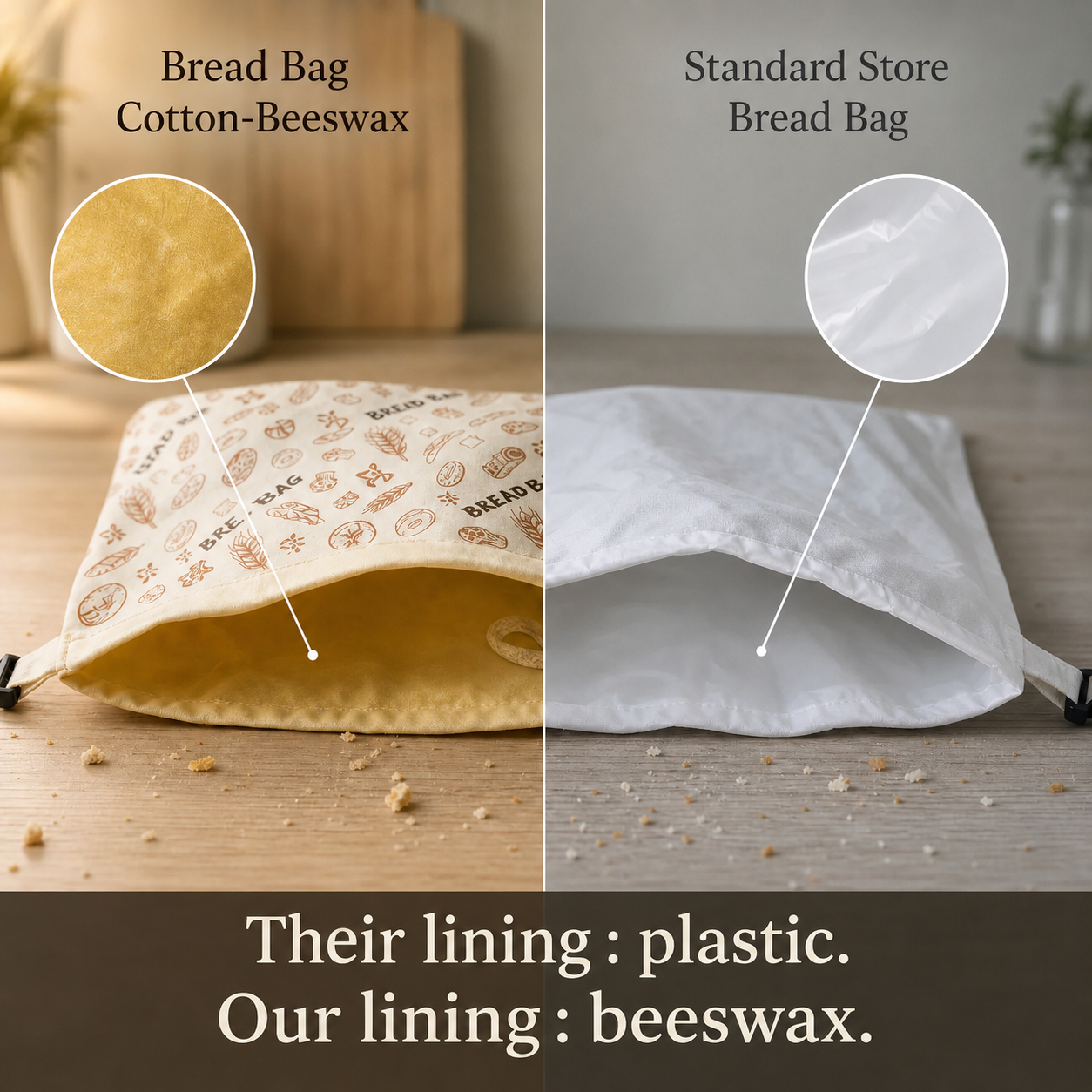 Premium 100% Cotton & Beeswax Bread Bags